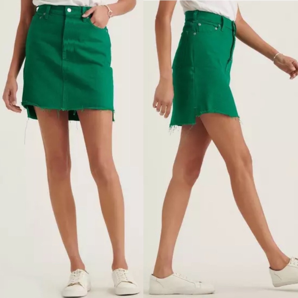 Lucky Brand Green Mini Raw Hem Skirt 0/25